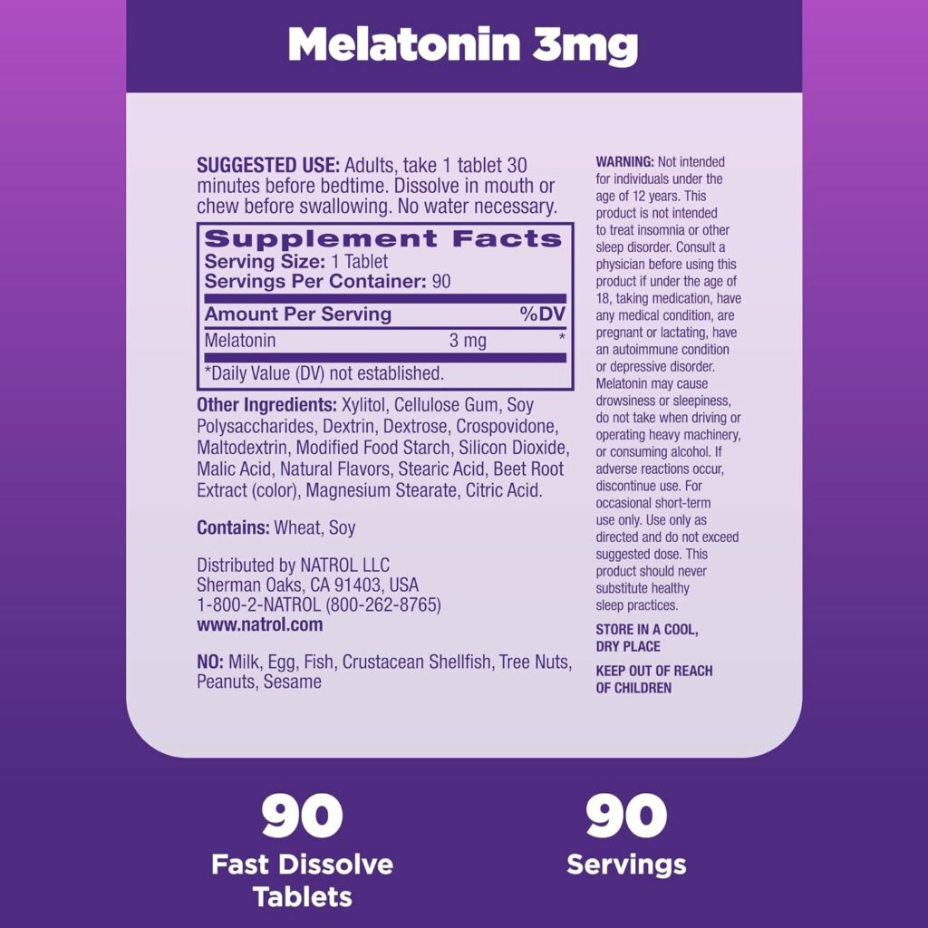 Natrol Fast Dissolve Melatonin - Strawberry 3mg - 90 Tablets ...