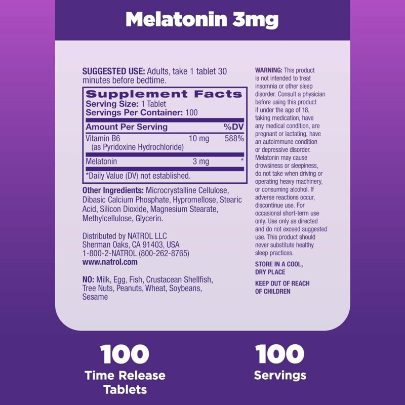 Natrol melatonin time release - 3mg -- 100 tablets - image 7